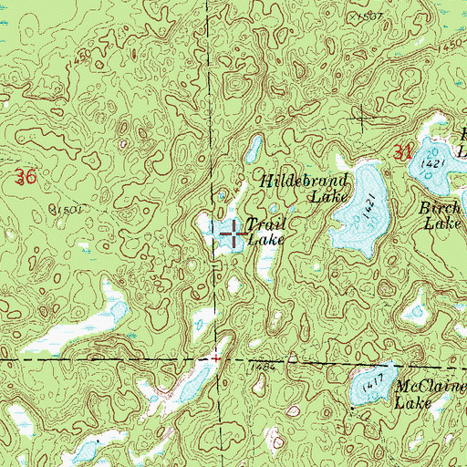 Topographic Map of Trail Lake, WI