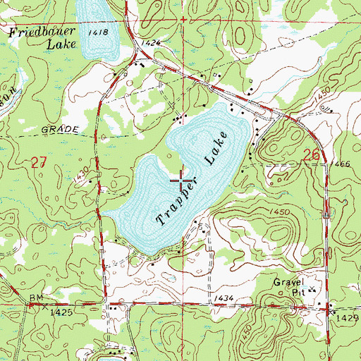 Topographic Map of Trapper Lake, WI