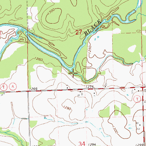 Topographic Map of Trappers Creek, WI