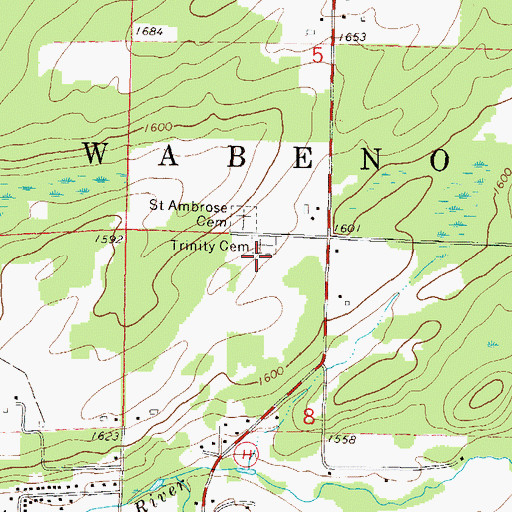 Topographic Map of Trinity Cemetery, WI