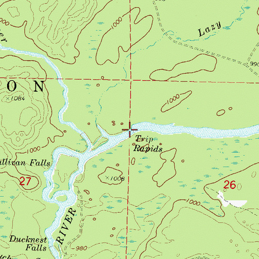 Topographic Map of Trip Rapids, WI
