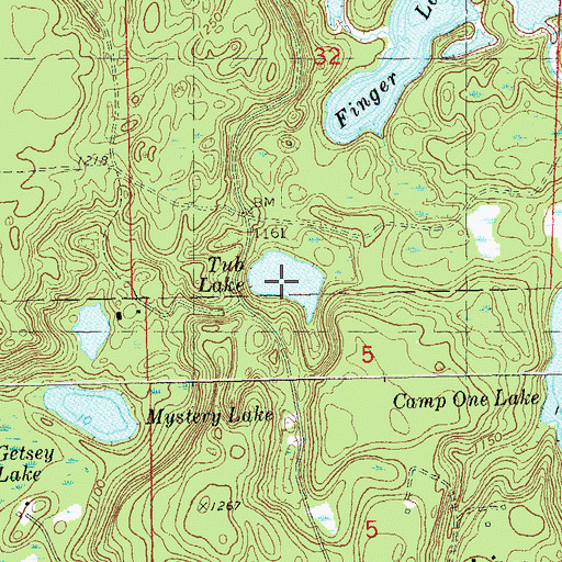 Topographic Map of Tub Lake, WI
