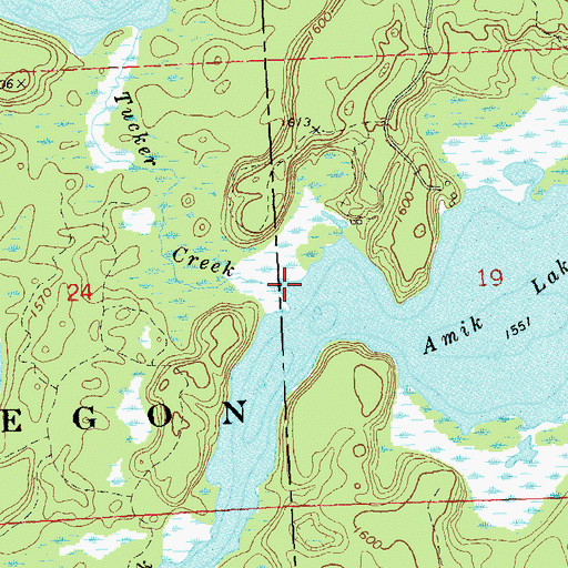 Topographic Map of Tucker Creek, WI