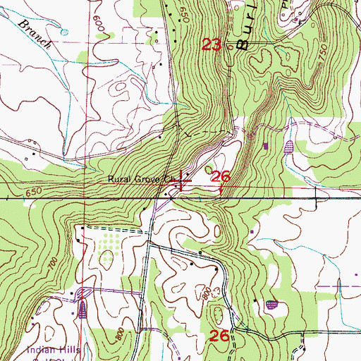 Topographic Map of Rural Grove Baptist Church, AL