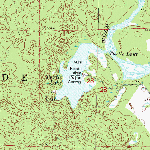 Topographic Map of Turtle Lake, WI