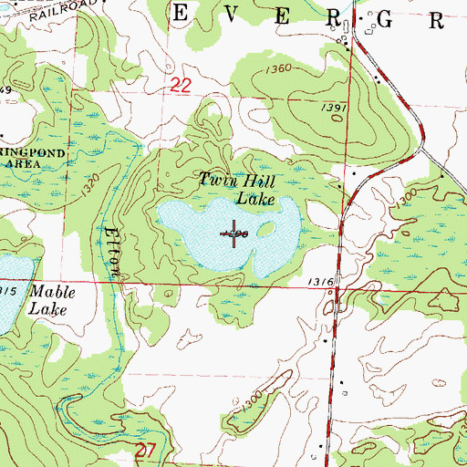 Topographic Map of Twin Hill Lake, WI