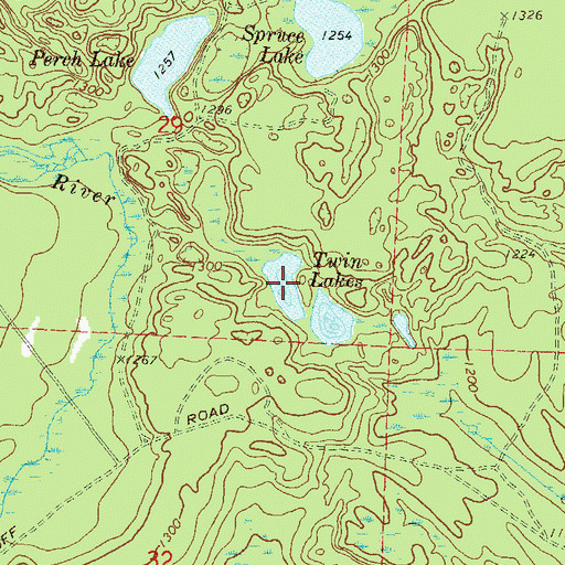 Topographic Map of Twin Lakes, WI
