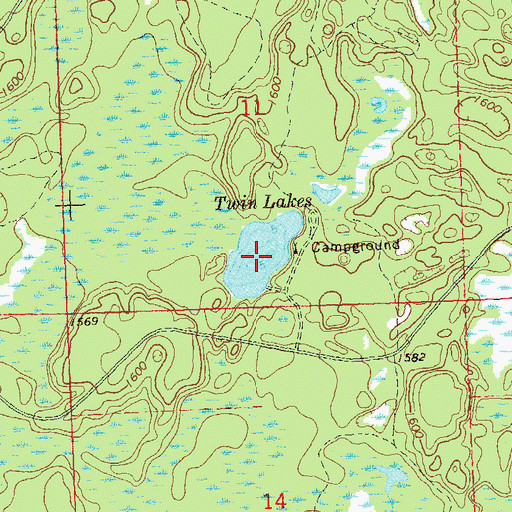 Topographic Map of Twin Lakes, WI