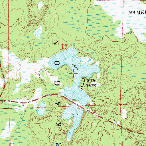 Topographic Map of Twin Lakes, WI