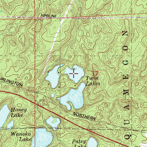 Topographic Map of Twin Lakes, WI