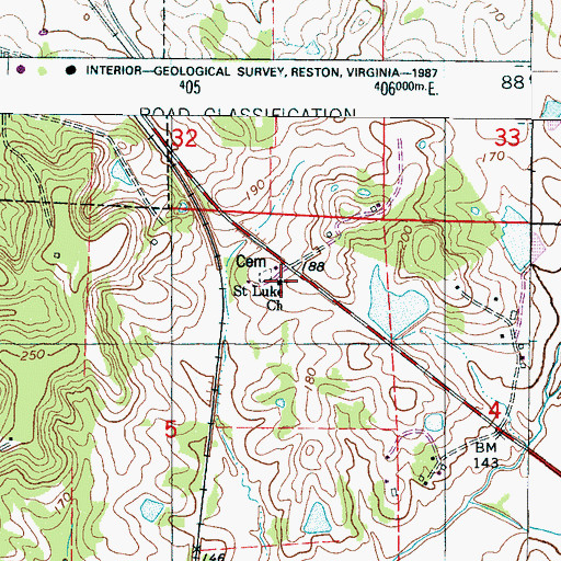 Topographic Map of Saint Luke Baptist Church, AL