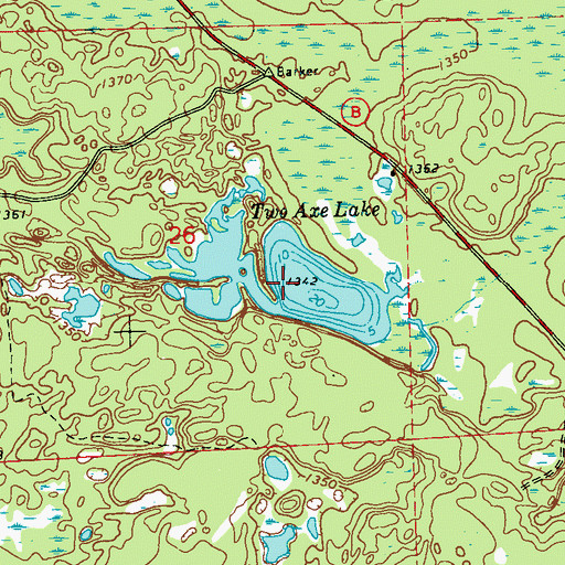 Topographic Map of Two Axe Lake, WI