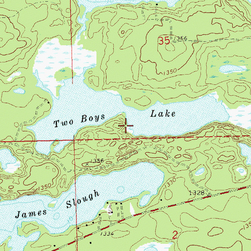 Topographic Map of Two Boys Lake, WI
