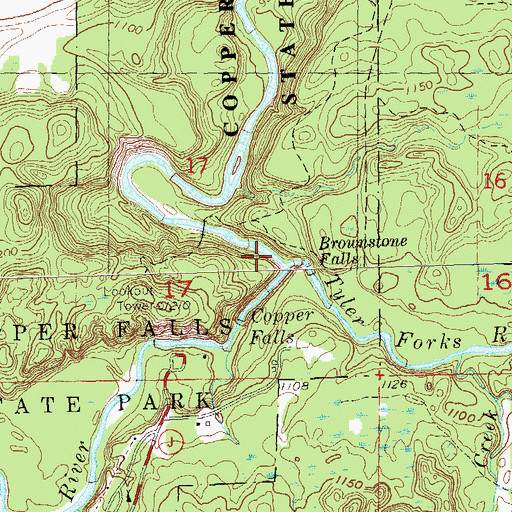 Topographic Map of Tyler Forks, WI