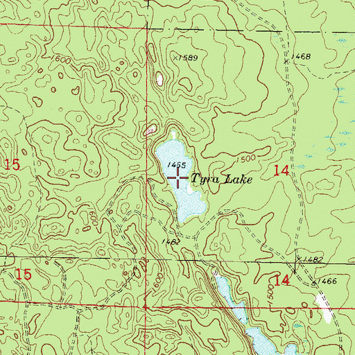 Topographic Map of Tyra Lake, WI