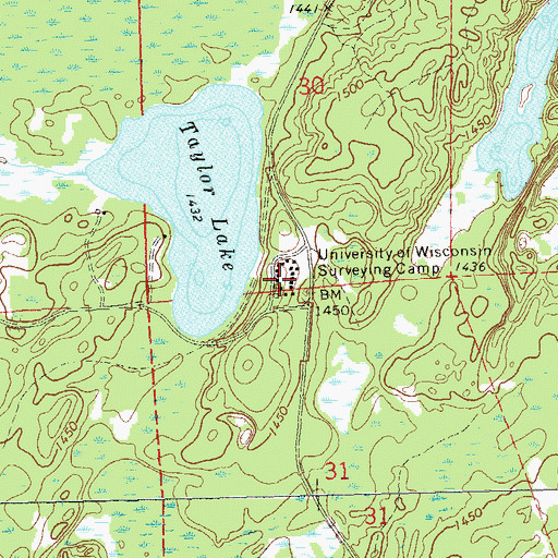 Topographic Map of University of Wisconsin Surveying Camp, WI