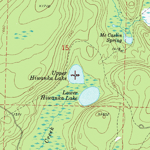 Topographic Map of Upper Hiwanka Lake, WI