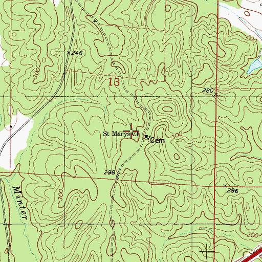 Topographic Map of Saint Marys Methodist Church, AL