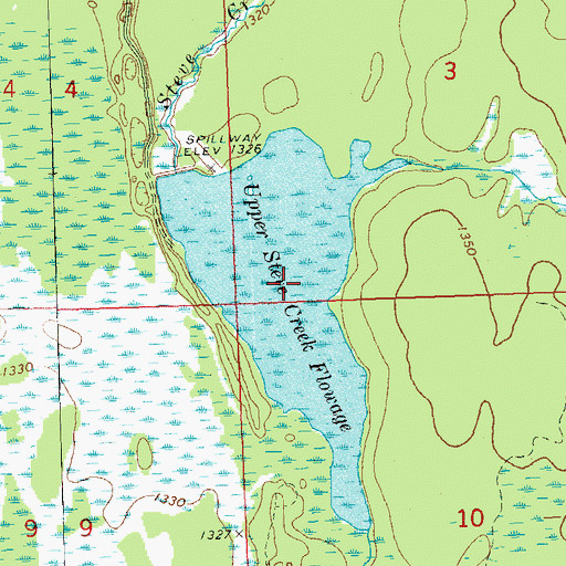 Topographic Map of Upper Steve Creek Flowage, WI