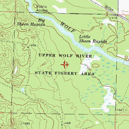 Topographic Map of Upper Wolf River State Fishery Area, WI