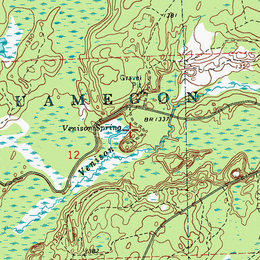 Topographic Map of Venison Spring, WI