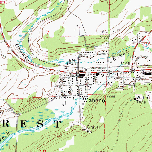 Topographic Map of Wabeno, WI