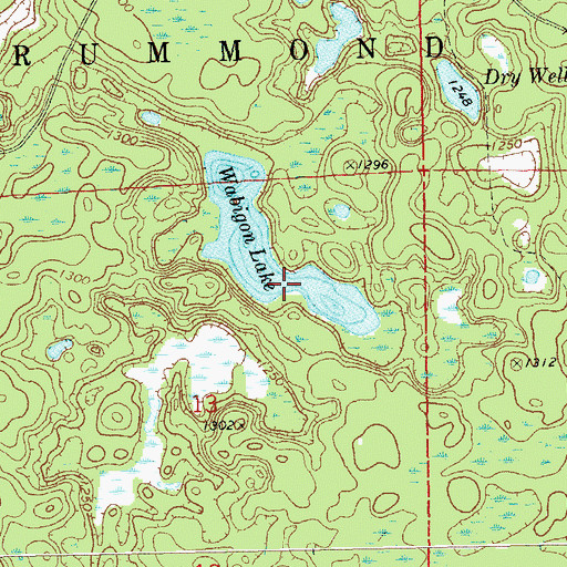 Topographic Map of Wabigon Lake, WI