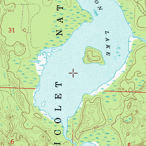 Topographic Map of Wabikon Lake, WI