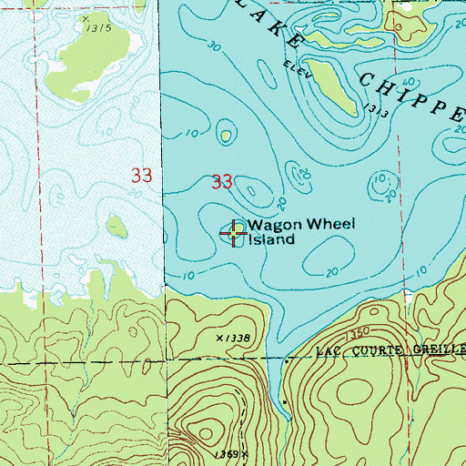 Topographic Map of Wagon Wheel Island, WI
