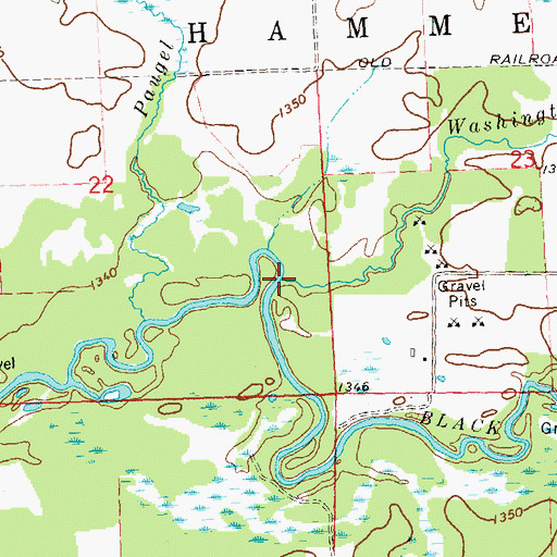Topographic Map of Washington Creek, WI