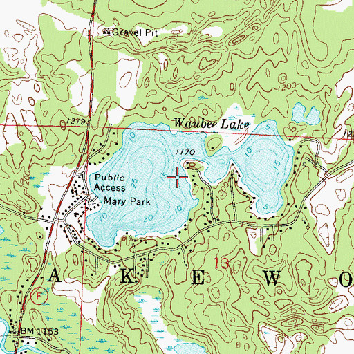 Topographic Map of Waubee Lake, WI