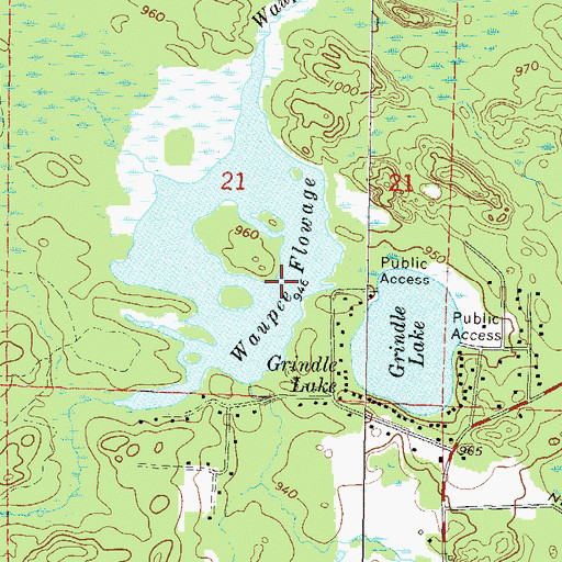 Topographic Map of Waupee Flowage, WI