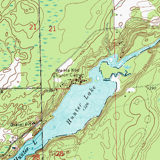 Topographic Map of We Ha Kee Church Camp, WI
