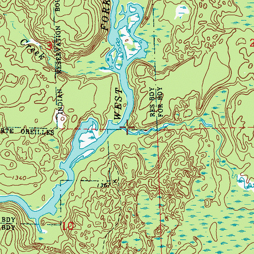 Topographic Map of Weasel Creek, WI