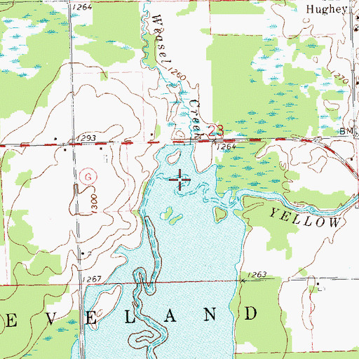 Topographic Map of Weasel Creek, WI