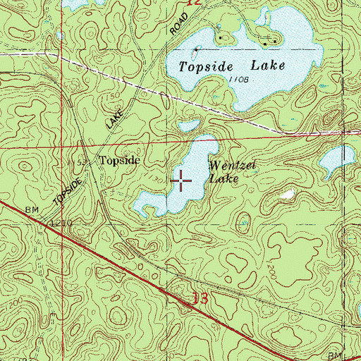 Topographic Map of Wentzel Lake, WI