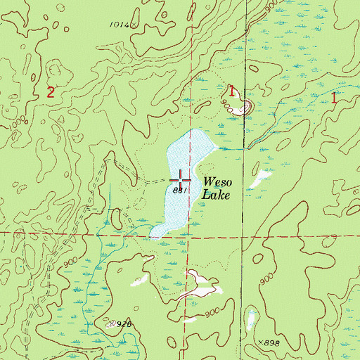 Topographic Map of Weso Lake, WI