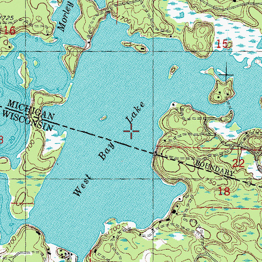 Topographic Map of West Bay Lake, MI