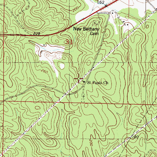 Topographic Map of Saint Pauls Methodist Church, AL