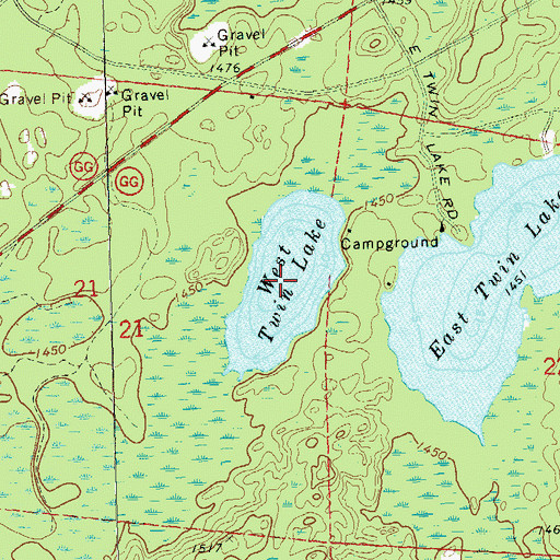 Topographic Map of West Twin Lake, WI