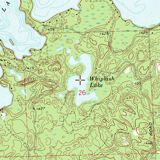 Topographic Map of Whiplash Lake, WI