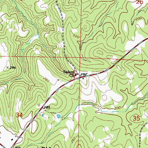 Topographic Map of Salem Baptist Church, AL
