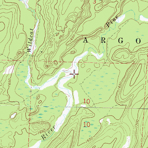 Topographic Map of Wildcat Creek, WI