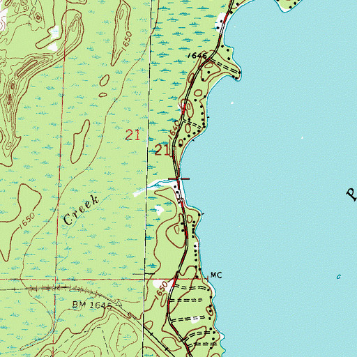 Topographic Map of Wildcat Creek, WI