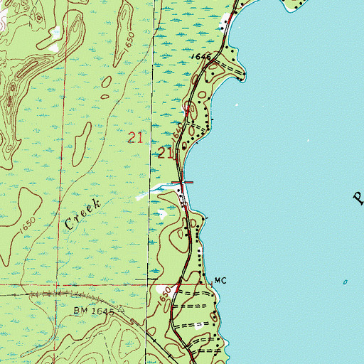 Topographic Map of Wildcat Creek, WI