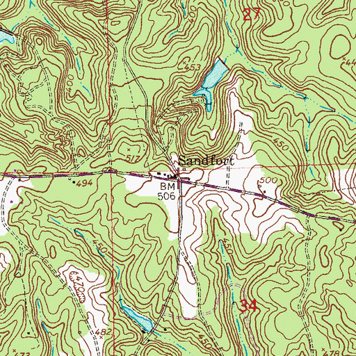 Topographic Map of Sandfort, AL