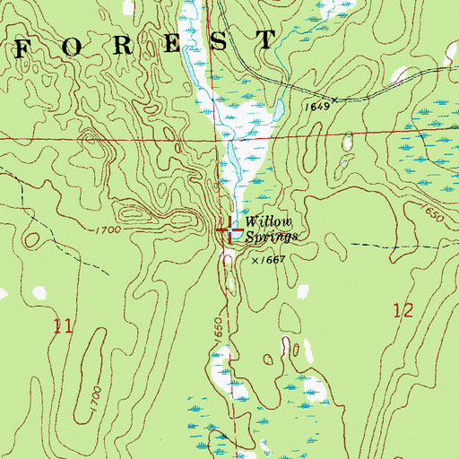 Topographic Map of Willow Springs, WI