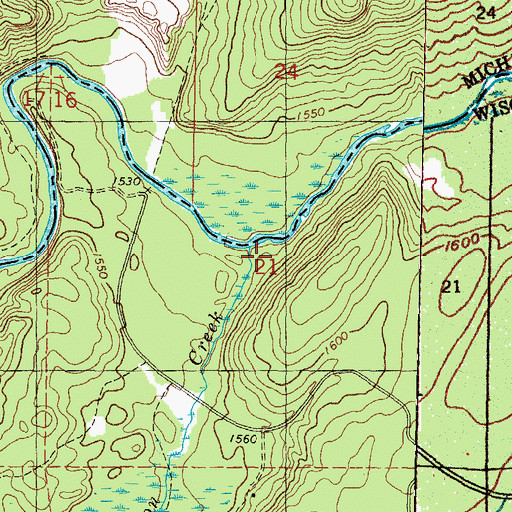Topographic Map of Wilson Creek, WI