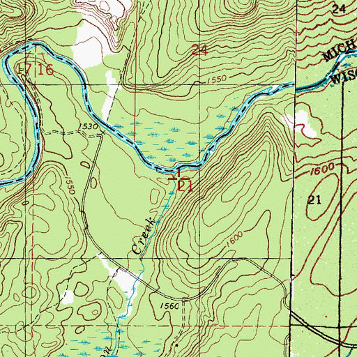 Topographic Map of Wilson Creek, WI