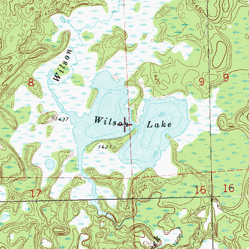 Topographic Map of Wilson Lake, WI